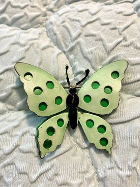 70’s Butterfly Enamel Polka Dot Brooch
